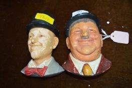 Pair of Laurel & Hardy Plaster Wall Figures