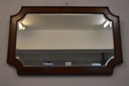 Period Oak Framed Beveled Wall Mirror