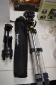 Three Photographic Tripods plus Minolta Camera