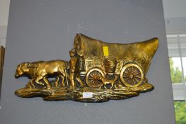 Plaster Wall Plaque of an Oxen & Cart