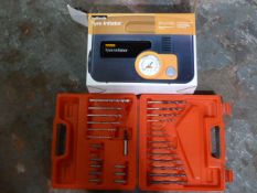 Tyre Inflater and Drill Bit Set