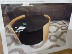 *Large Black Glass & Light Oak Circular Occasional