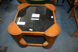 *Square Black Glass & Wood Coffee Table