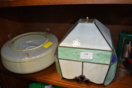 Leaded Glass Lampshade and a 1930's Glass Lampshad