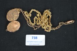 9ct Gold Chain ~10g plus Gold Two Cased Lockets (