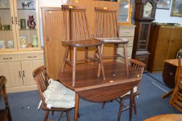 Circular Drop Leaf Kitchen Table and Four Matching