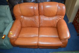 Tan Leather Two Seat Sofa