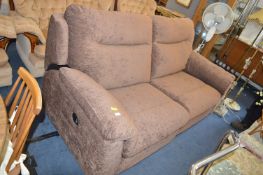 Large Two Seat Reclining Sofa in Brown Upholstery