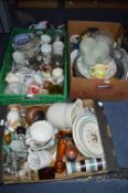Three Boxes of Pottery, Glass, Glassware, Jugs, Va