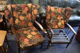 Pair of Retro Wood Framed Armchairs (for Restorati