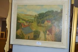 Oil on Board by P. Hewitt - Country Scene