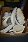 Vintage White Pottery Items; Jugs, Vases, etc.