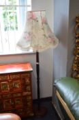 Mahogany Standard Lamp with Floral Shade
