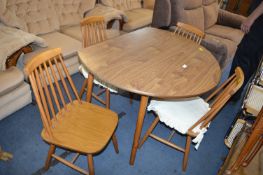 Retro Circular Drop Leaf Dining Table with Four Sp