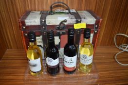 Wine Case and Four Miniature Bottles of Wine