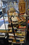 Cage Lot of Books plus Baskets, Hats, etc.