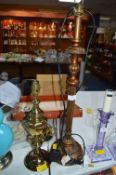 Ornate Gilt Effect Lamp Base and a Brass Lamp Base