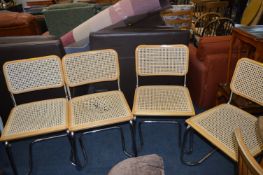 Four Chrome Framed Berger Seated Dining Chairs (AF