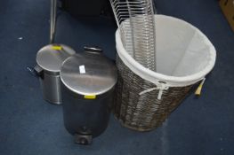 laundry Basket, Two Stainless Steel Pedal Bins and