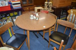 Formica Topped Circular Dining Table with Four Vin