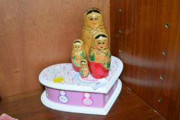 Heart Shaped Box and Four Russian Matryoshka Nesti