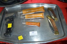 Tray Lot of Pen Knives by Opinel etc.
