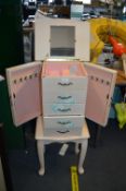 Floral Painted Jewellery Cabinet on Stand