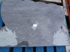 Marble Heart Shaped Headstone with Floral Design