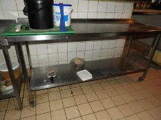 *Mobile Stainless Steel Preparation Table with Upstand to rear and Undershelf