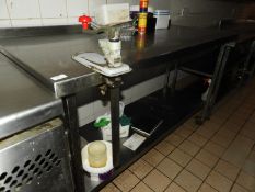 *Mobile Stainless Steel Preparation Table with Upstand to Rear, Commercial Can Opener and Undershelf