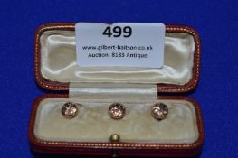 Three 9ct Gold Collar Studs (~2.4g total) in Original Presentation Case