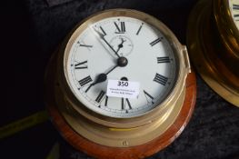Brass Body Mahogany Mounted Ships Clock