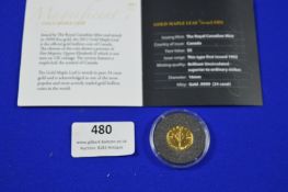 24ct Gold Canadian $5 Coin ~3.1g, 1/10oz