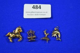 Four 9ct Gold Hallmarked Charms ~4.5g