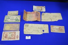 Two Guinea Checks 1792, plus Assorted Foreign Paper Currency