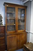 Edwardian Oak Glazed Front Bookcase