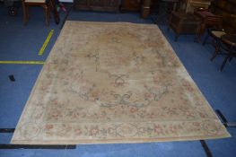 Wool Pile Rug in Pale Gold with Floral Design 10' x 6'6