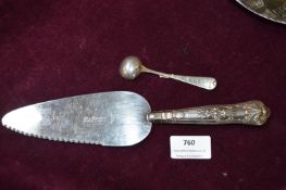 Hallmarked Sterling Silver Handled Cake Server plus Spoon
