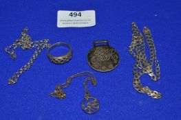 925 Sterling Silver Chains, Pendants and a Ring ~30g Total
