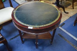 Edwardian Mahogany Half Moon Cutlery Canteen with Green Leather Gilt Tooled Insert Top