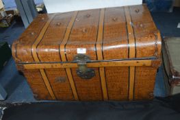 Vintage Metal Wood Effect Steamer Trunk plus Contents