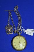Hallmarked Sterling Silver Pocket Watch with Silver Chain and Fob