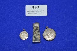 Hallmarked Sterling Silver Locket, plus Pendant, Silver Mount, and Continental Silver Pisces