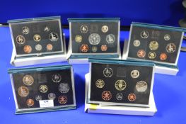 Five UK Proof Coin Collections 1990, 92, 93, 94 & 95