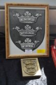 Brass Printing Block with Hull Three Crowns Emblem, plus Framed Print