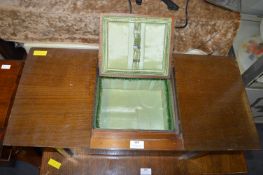 1950's Oak Sewing Box with Green Silk Interior