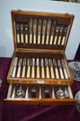 Complete Cutlery Canteen Containing EPNS Bone Handled Cutlery