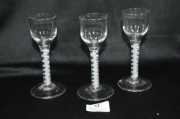 Three Georgian Twist Stem Wine Glasses