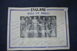 England World Cup Winners Facsimile Signed Poster