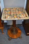 Victorian Inlaid Marble Topped Side Table on Pedestal Base